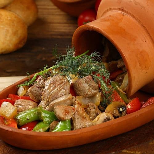 Clay Pot Kebab and Beans